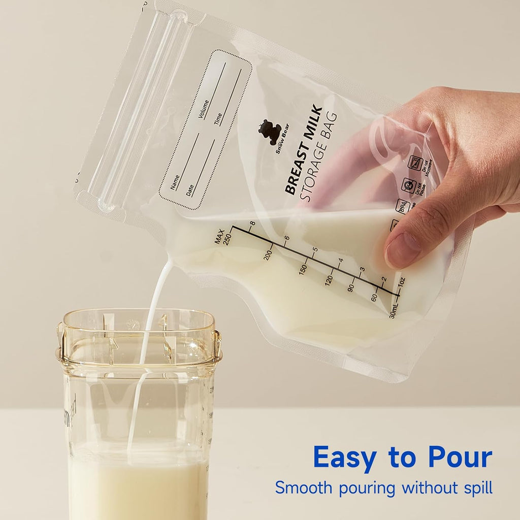 Bolsas para almacenar leche materna Snow Bear de 8 oz, paquete de 120 bolsas para congelar.
