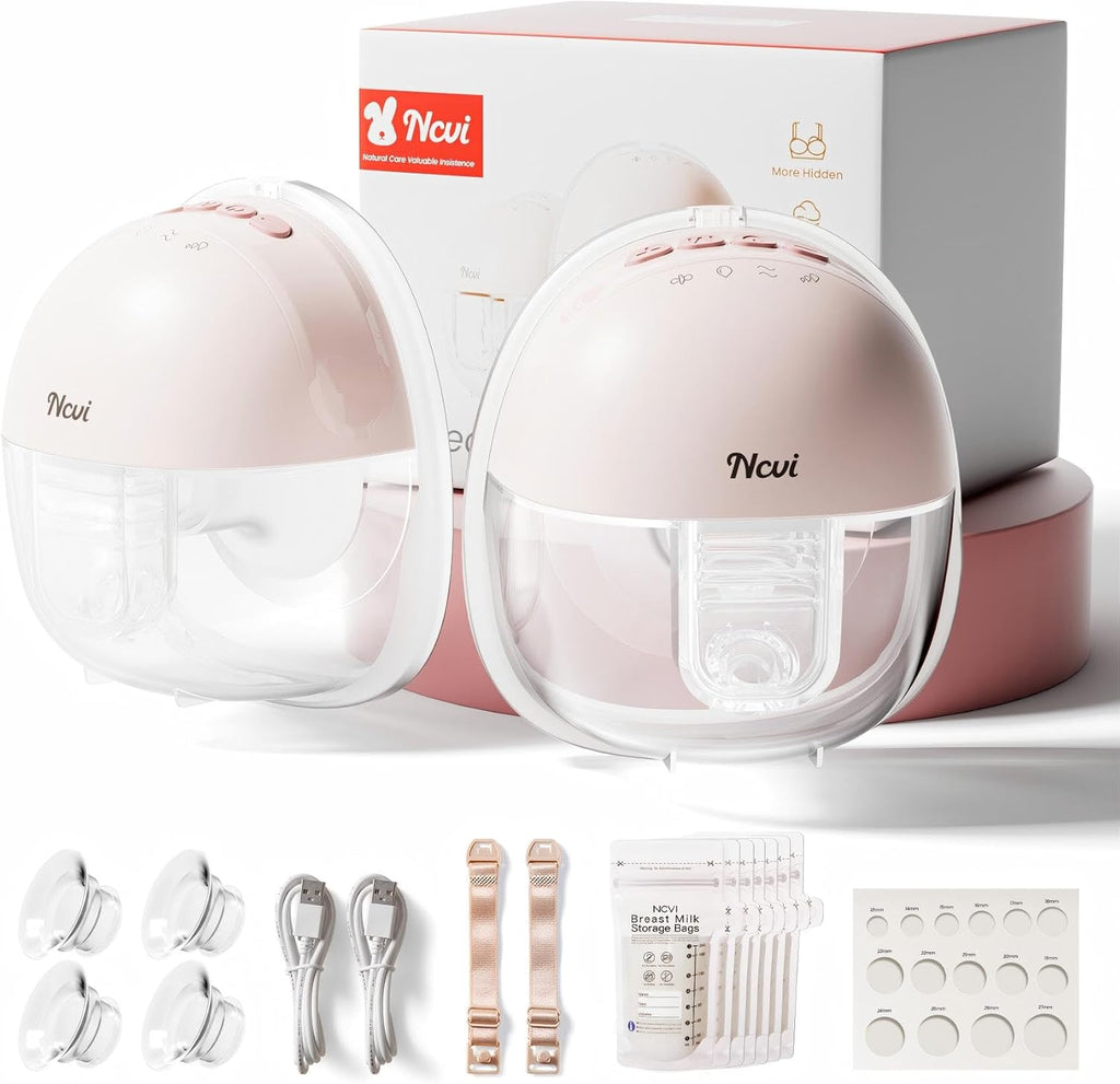 Extractor de leche portátil NCVI, manos libres con 4 modos y 9 niveles de succión