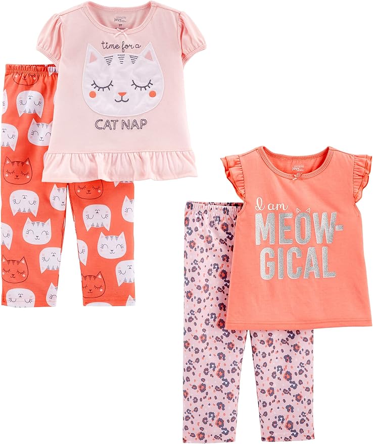 Conjunto de pijamas de poliéster de 4 piezas para niñas - Simple Joys by Carter's