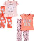 Conjunto de pijamas de poliéster de 4 piezas para niñas - Simple Joys by Carter's