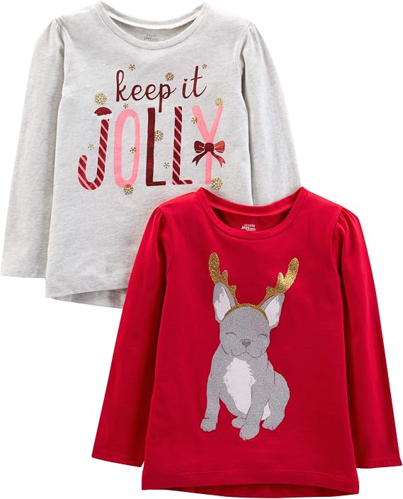 Paquete de 2 camisetas de manga larga para bebé unisex, para días festivos - Simple Joys by Carter's