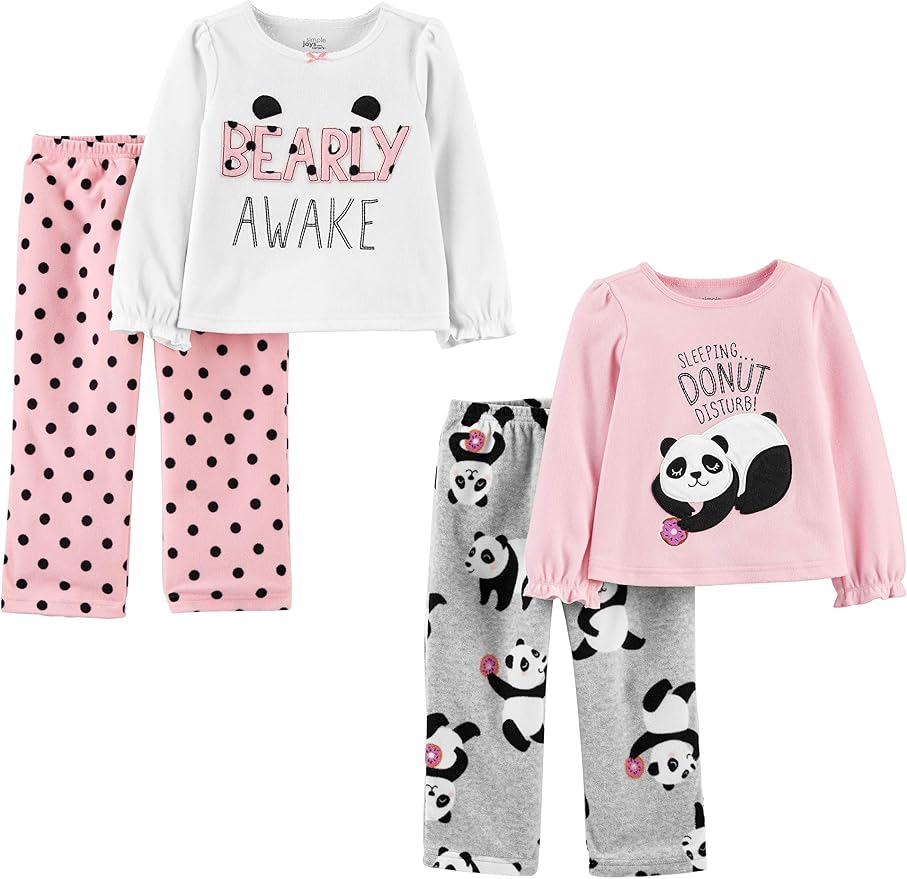 Set de pijamas de poliéster de 4 piezas para niña, Simple Joys by Carter's
