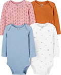 Pack de 4 bodies texturizados de manga larga para niña de Simple Joys by Carter's